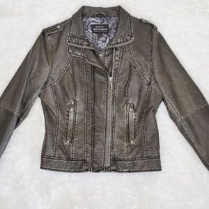 NWOT Helena Vegan faux Leather Grey Jacket | Womens | Montanaco | M